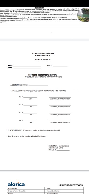 SSS MAT-1 REQUIREMENTS FOR EMPLOYED