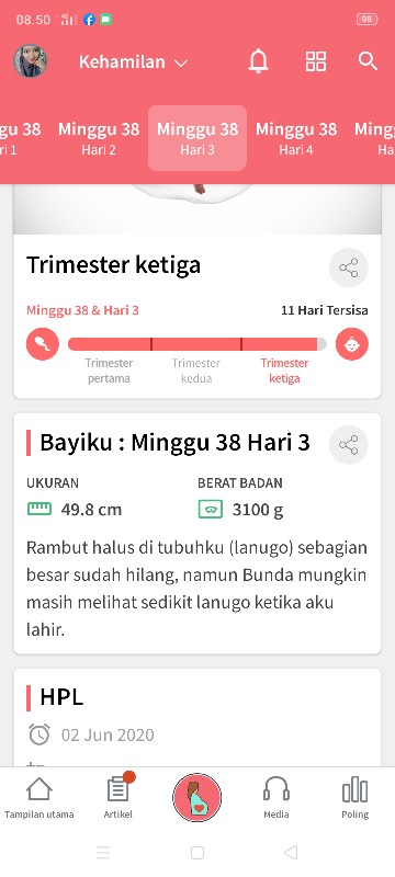 Keluar lendir bercampur darah uk 38w3d