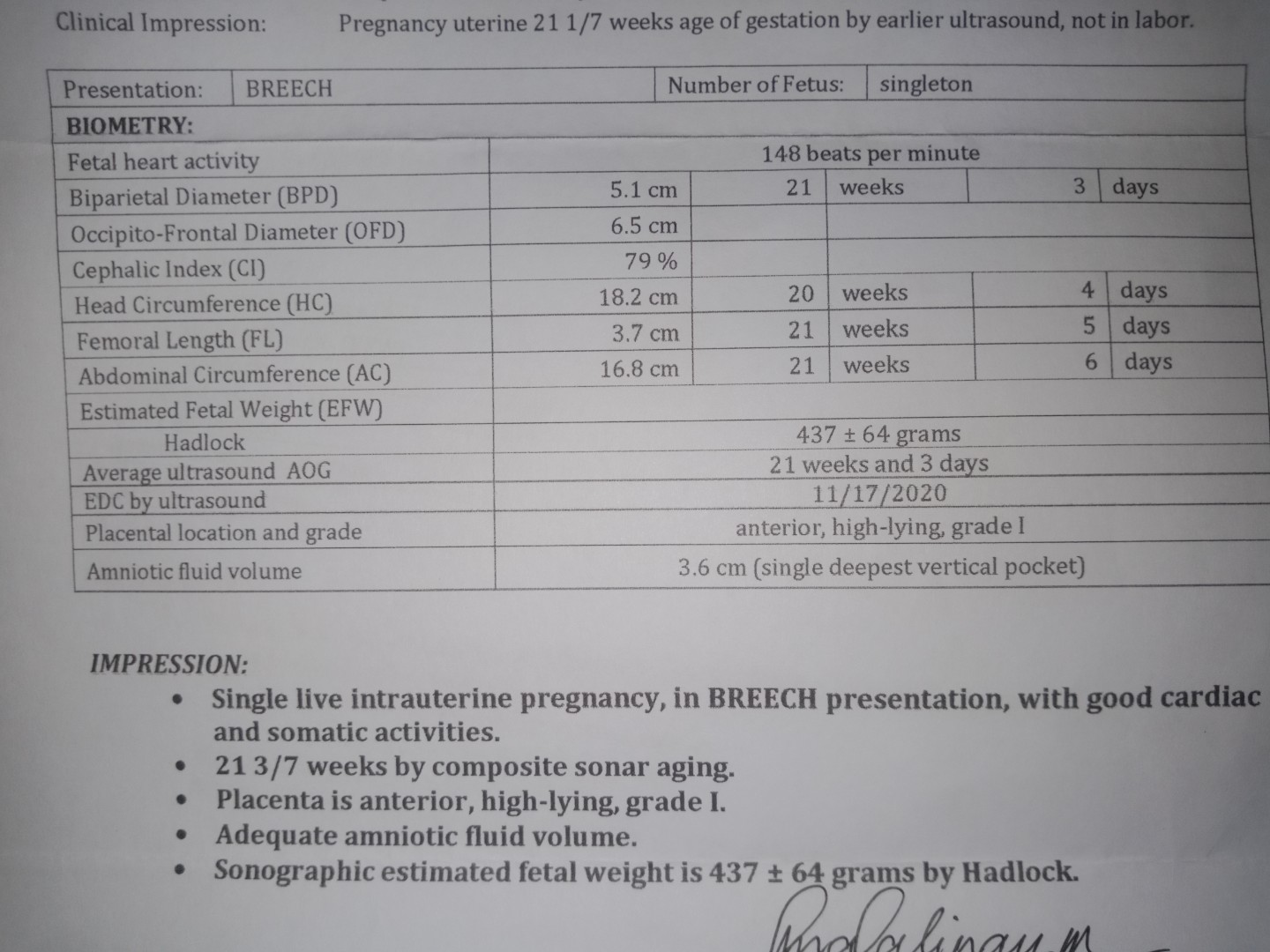 UTRASOUND RESULT..