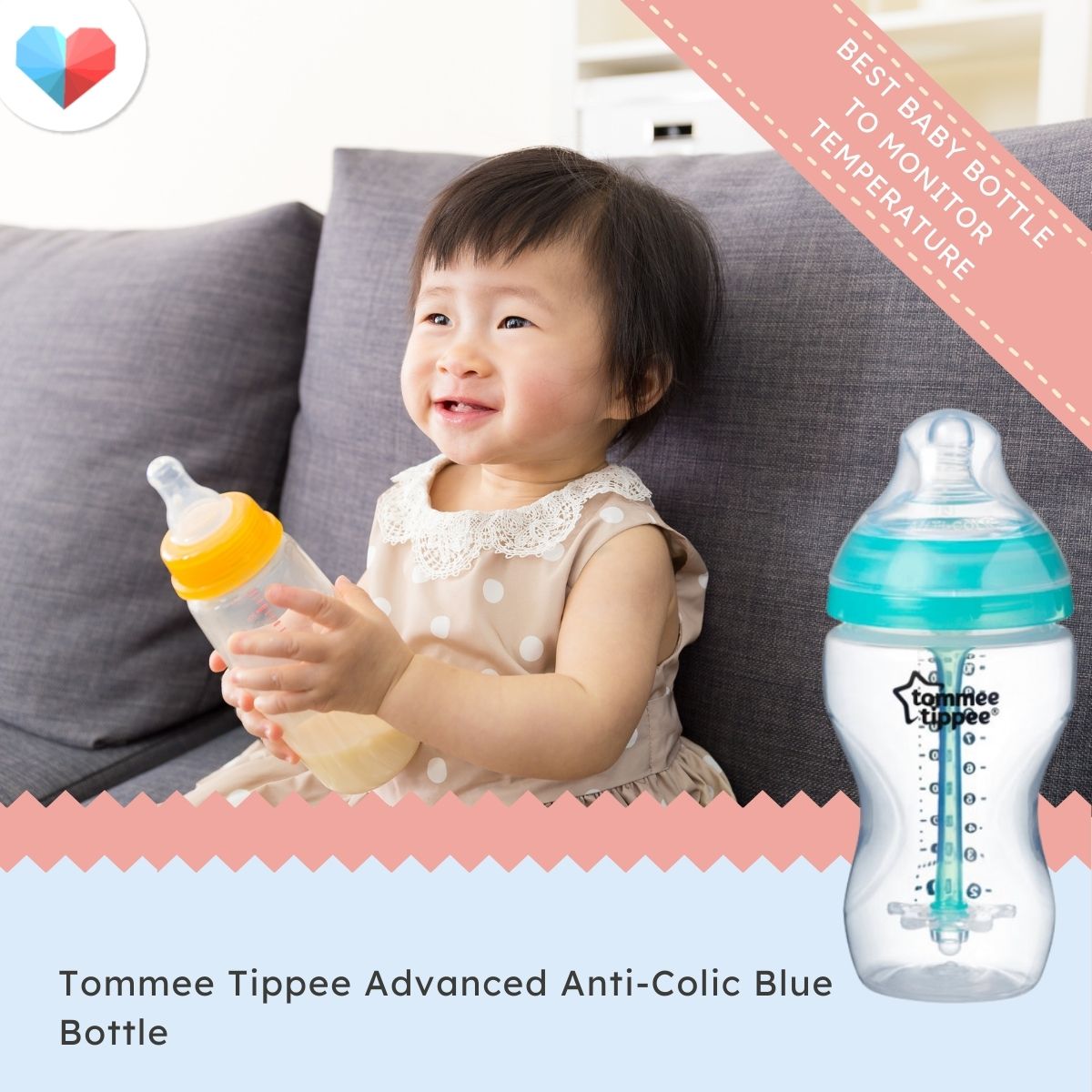 Tommee Tippee Advanced Anti-Colic Blue Bottle - Best baby bottle to monitor temperature