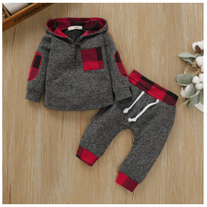 Mikrdoo Hooded Long Plaid with Pocket Long Pants and Sweatshirt | Baby Boy Outfit Ideas