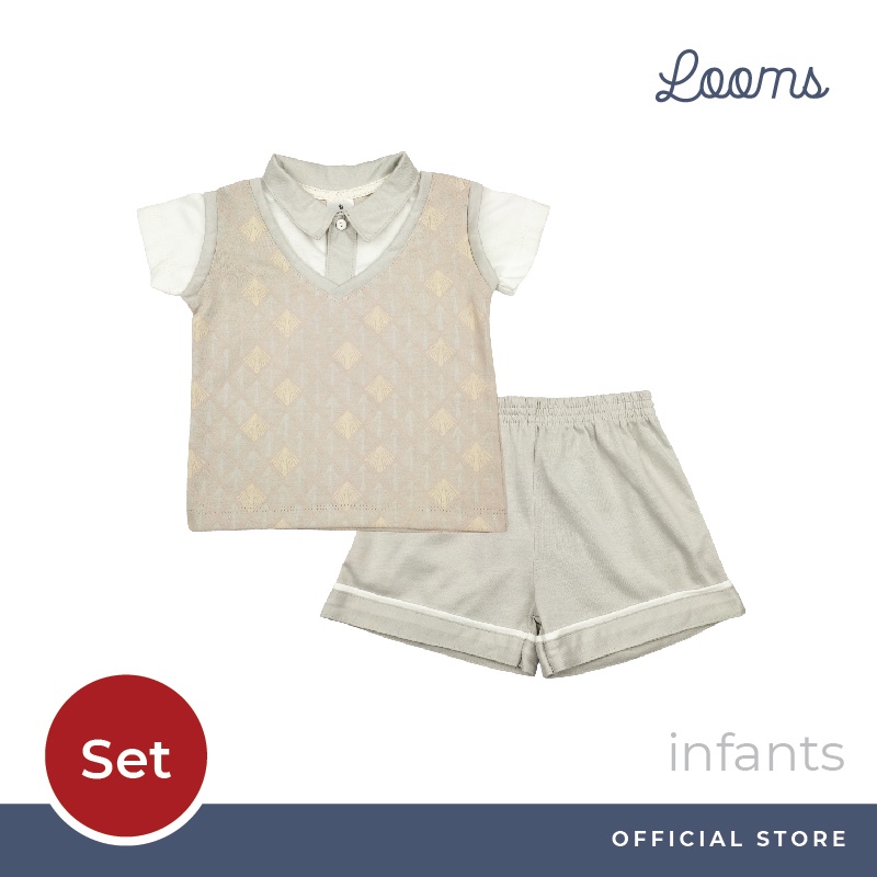 Looms Infant Boys Polo Shirt with Vest and Shorts Terno Set | Baby Christening Ideas