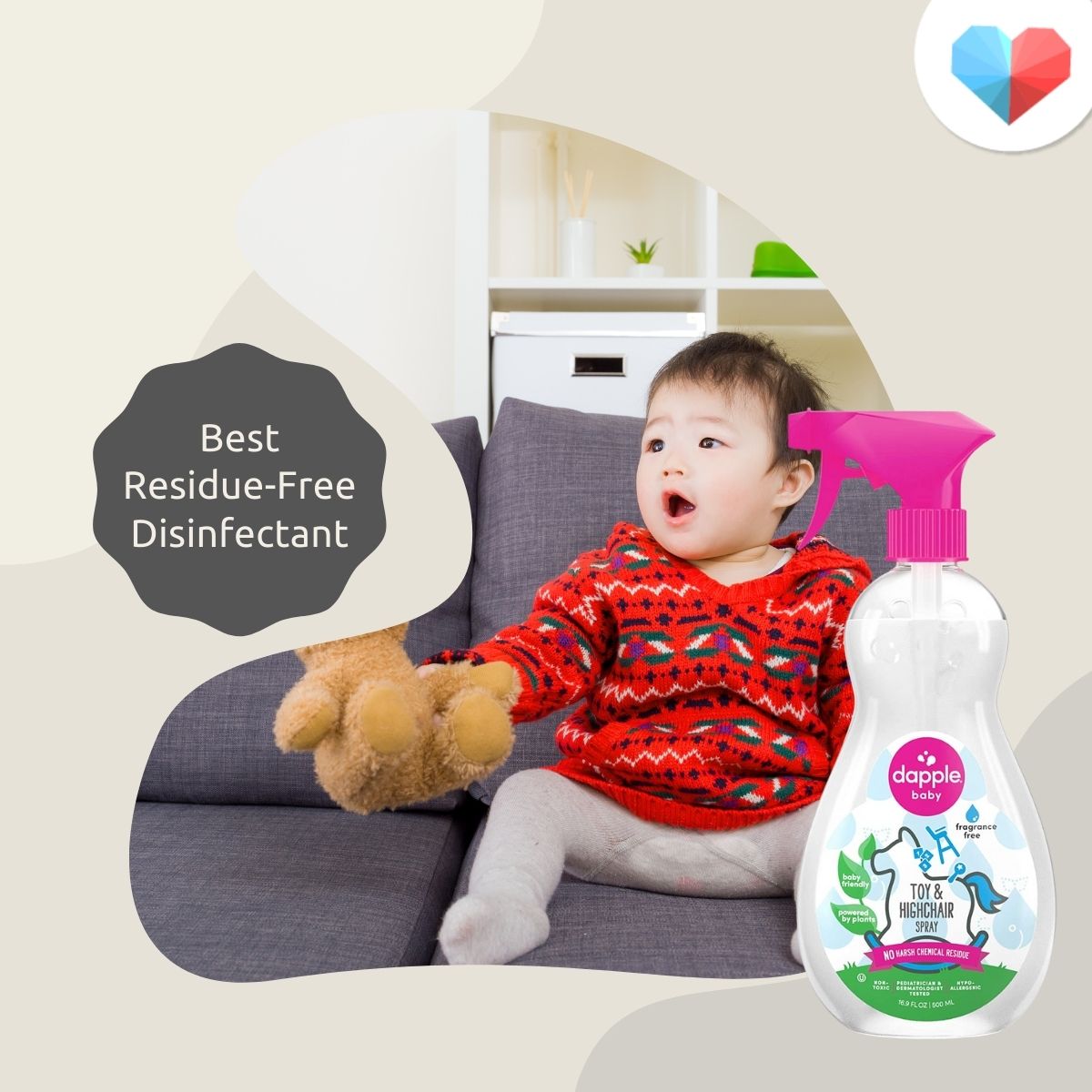 Best residue-free disinfectant: Dapple Toy & Highchair Cleaning Spray