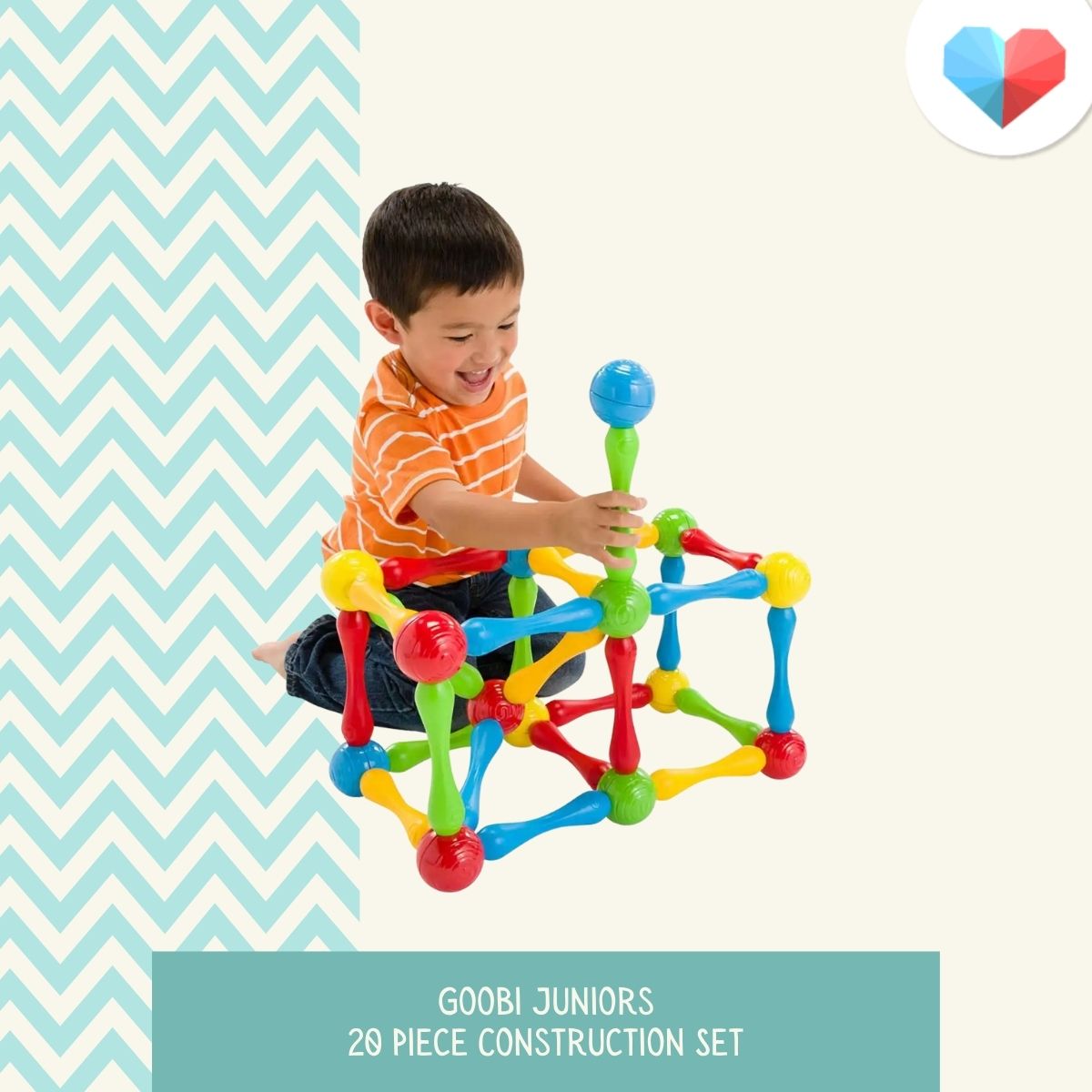 Goobi Juniors 20 Piece Construction Set - Best STEM Toy for Creative-Thinking