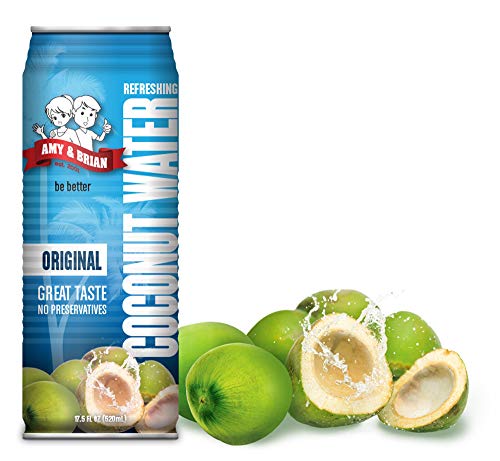 Amy & Brian Non-GMO Coconut Water For Pregnancy, Original, 17.5 Fl Oz (Pack of 12)