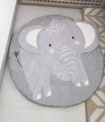 Kids Nursery Rug Elephant Shaped Playmat Round Carpet Cartoon Elephant