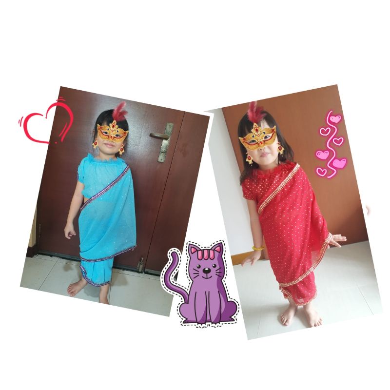 Blue and Red Indian Saree | Baby Dress Singapore