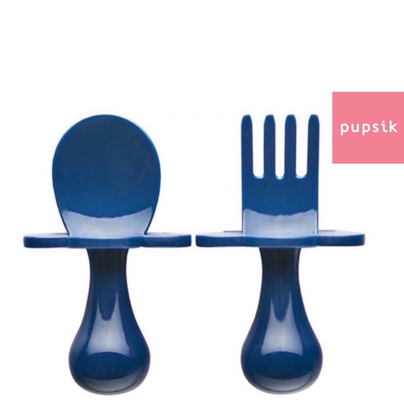 Grabease First Self-Feeding Utensil Set - Baby Fork and Spoon
