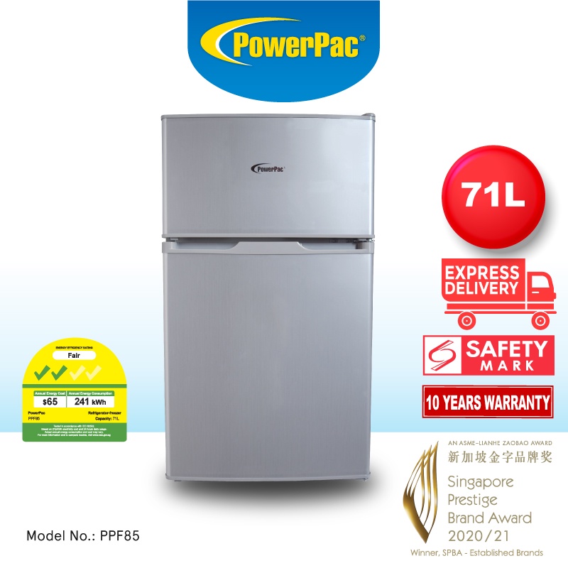 PowerPac Mini Bar Fridge 71L 2 Door with Freezer | Best Kitchen Appliances in Singapore