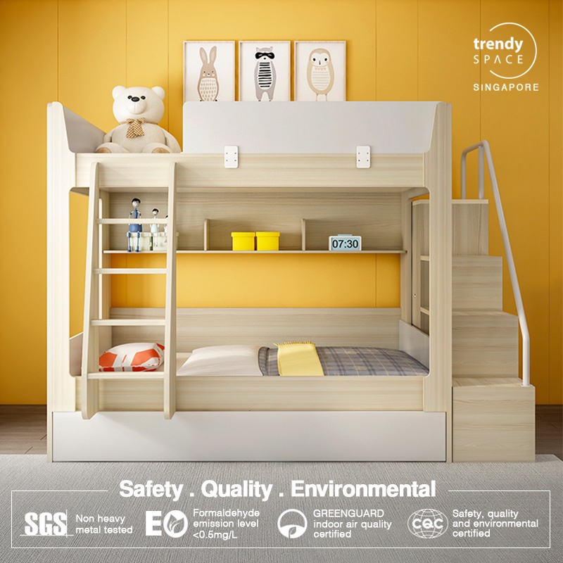 Trendy Space Children Bunk Bed With Pull Out Storage Bed | Children Bed in Singapore