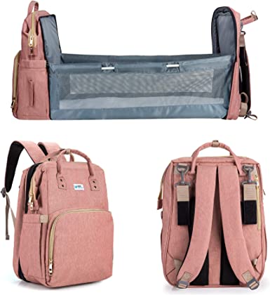 Miggy And Hat Diaper Caddy Bag Backpack Changing Station 3 in 1 Travel Bassinet