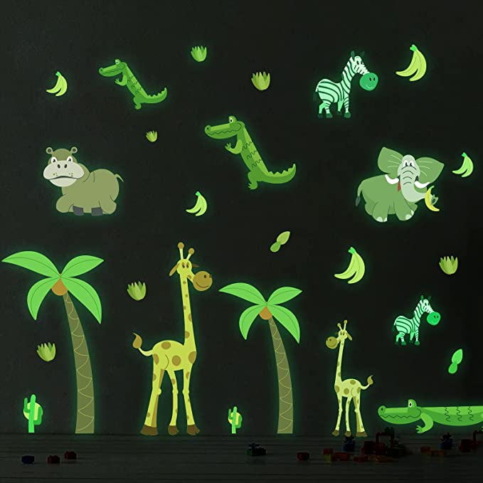 MESU Glow in The Dark Zoo Animal Stickers | Nursery Decor in Singapore