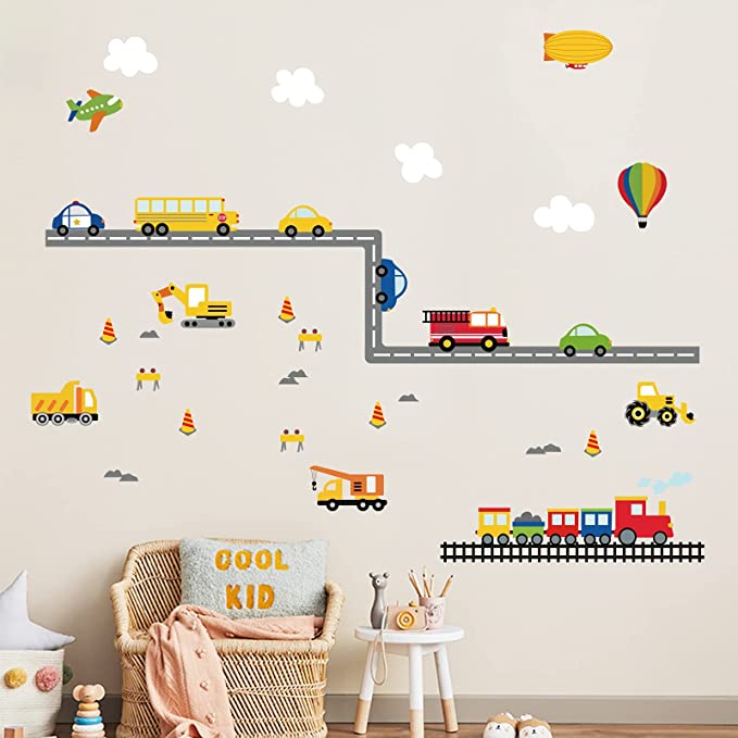 decalmile Construction Transportation Wall Decals | Nursery Decor in Singapore