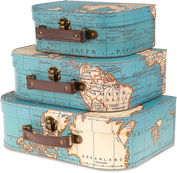 Jewelkeeper Paperboard Suitcases, Set of 3
