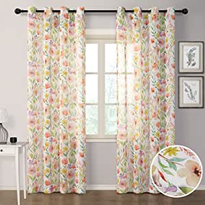 MYSKY HOME Watercolor Floral Nursery Decor Curtains
