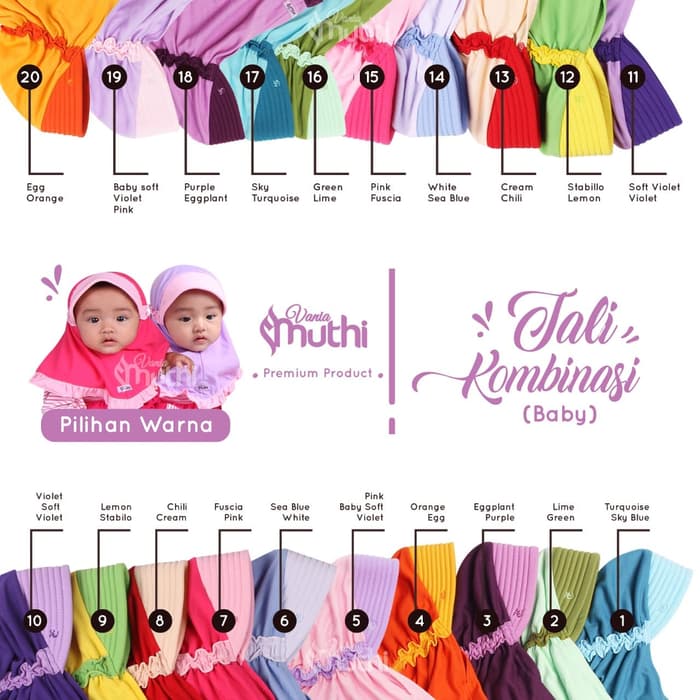 Jilbab Anak warna-warni yang bisa dikenakan bayi mulai usia 1 bulan.
