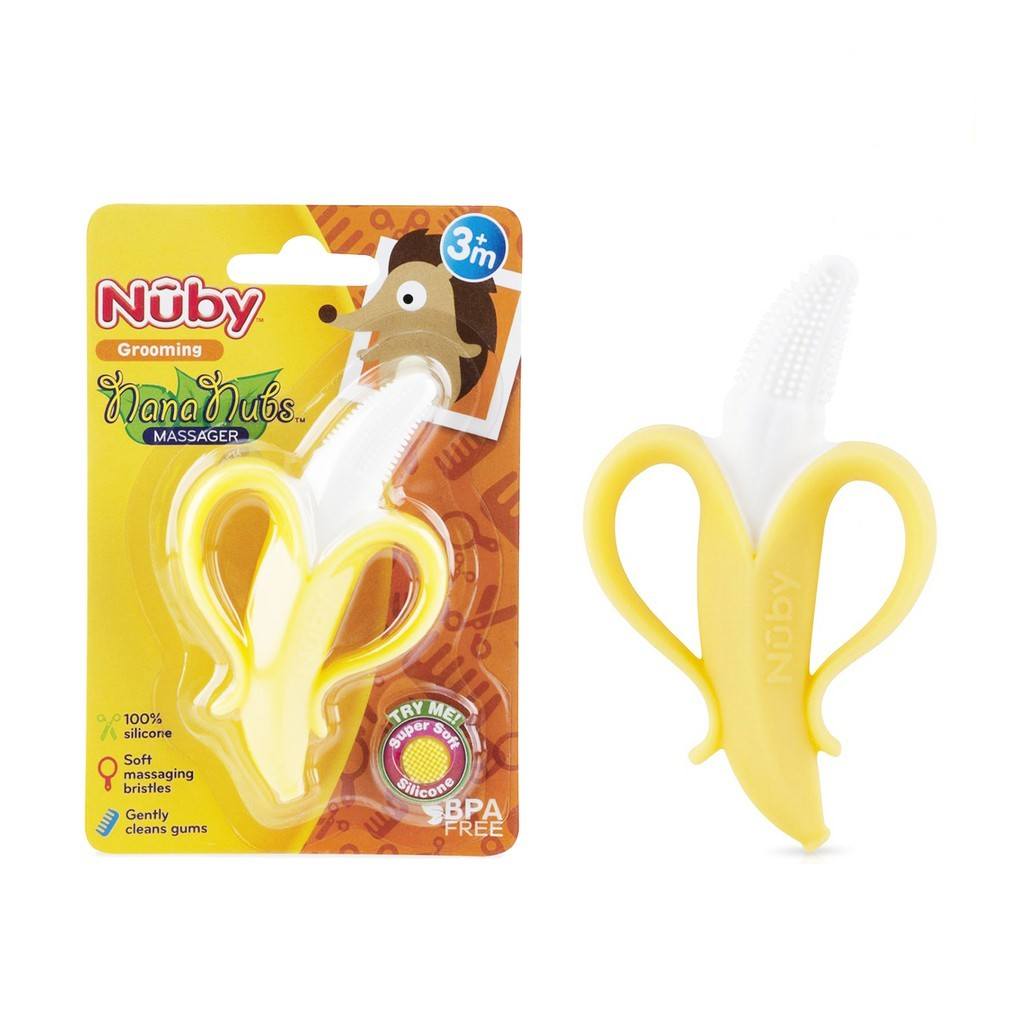 Sikat gigi bayi berbentuk pisang yang bisa digunakan sebagai teether