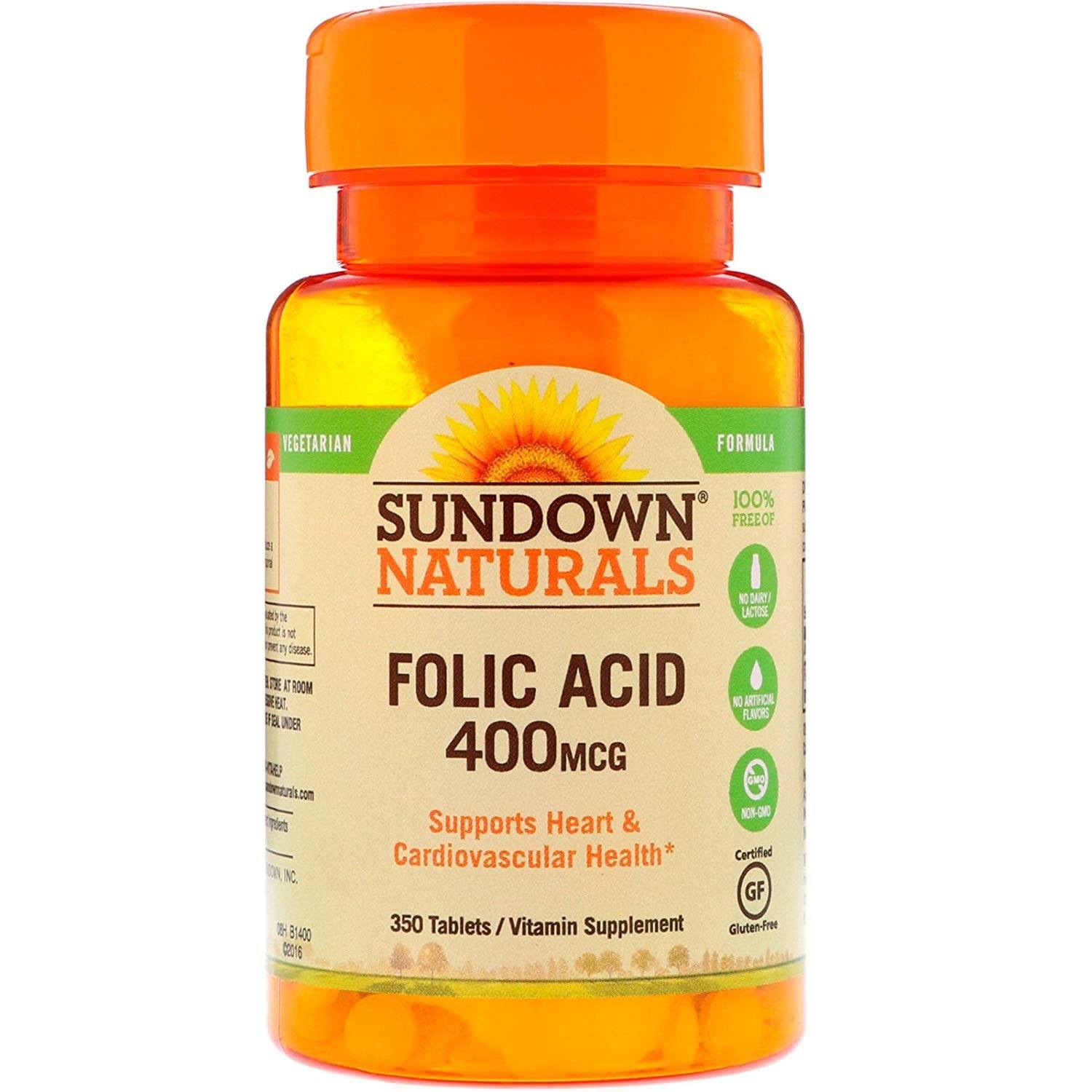 Sundown Naturals Folic Acid Bersertifikat bebas gluten.