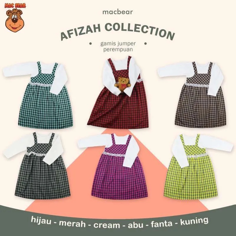 baju gamis anak motif kotak-kotak yang bentuknya seperti dress