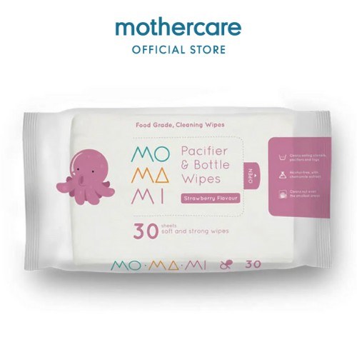 Untuk varian Momami Baby Pacifier & Bottle Wipes sangat efektif membersihkan mainan, perlengkapan mudik bayi lainnya