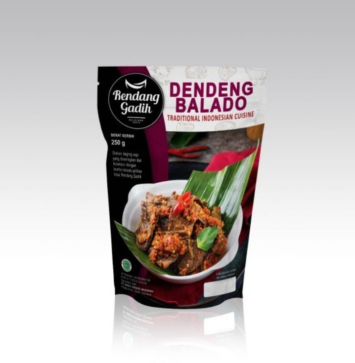 Rendang Gadih Dendeng Balado dibuat dari daging sapi kering dan sambal balado cabai
