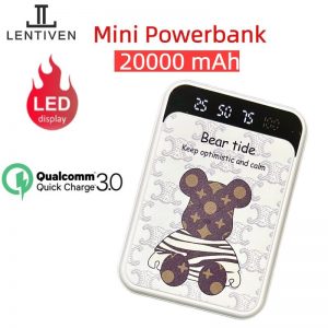 LENTIVEN Powerbank 20000mAh Cute Mini Kartun Fast Charging