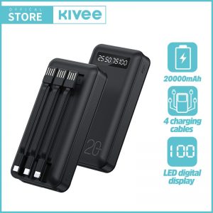 Kivee Powerbank 20000 mAh LED Mini Portable with Cable Fast Charging dual input