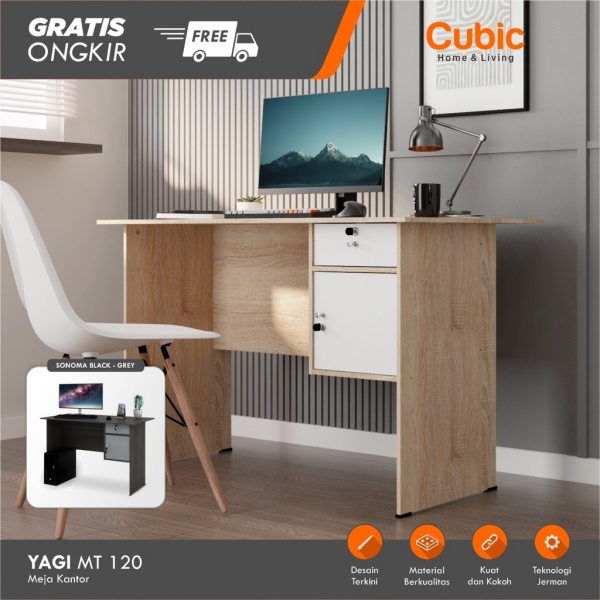 Meja kerja modern dengan laci multifungsi