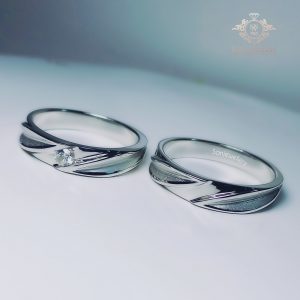 Cincin couple palladium kawin emas putih platinum tunangan nikah pasangan custom lamaran 16Pd