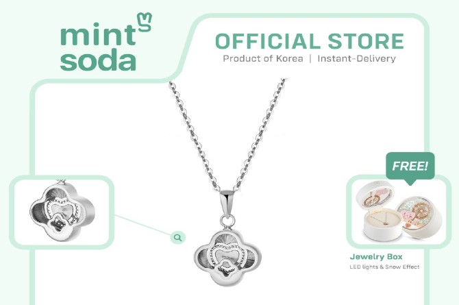 mint & soda my clover necklace kalung emas putih wanita terbaru