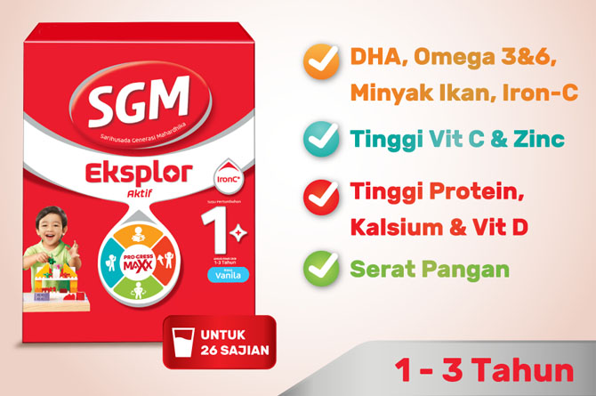 susu peninggi badan anak SGM Eksplor Aktif 1+ Pro-GressMaxx