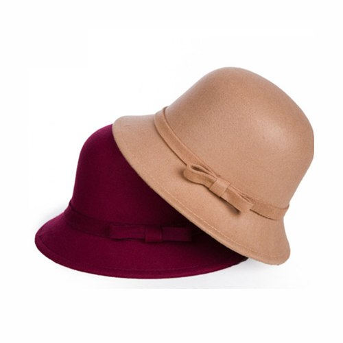 Woolen Bow Cloche hat
